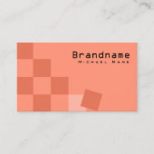 サーモンとコーラル市松模様にモダンとフォトシック 名刺 (正面)