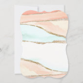 サーモンとティール(緑がかった色)金ゴールドアガート結婚式招待状 (裏面)