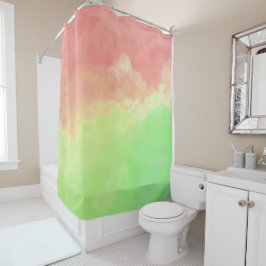 サーモンとライム抽象芸術雲シャワーカーテン シャワーカーテン