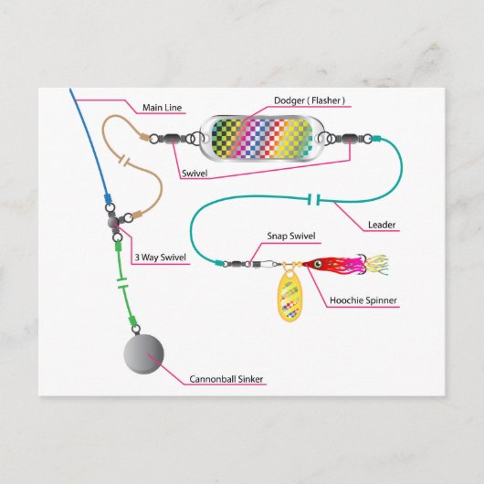 サーモンと塩水トローリングリグにフラッシャー ポストカード (正面)