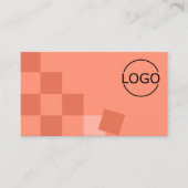 サーモンと市松模様にコーラルモダン（ロゴ付き） 名刺 (正面)