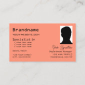 サーモンと市松模様にコーラルロゴ&フォトシック 名刺 (裏面)