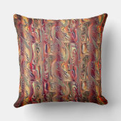 サーモンと赤いグラデーションで彫られた抽象芸術 クッション (裏面)