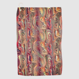 サーモンと赤いグラデーションで彫られた抽象芸術 ゴルフタオル