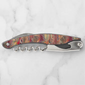 サーモンと赤いグラデーションで彫られた抽象芸術 ソムリエナイフ (裏面)