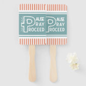 サーモンと霧の青い一時停止クリスチャンを進祈める ハンドファン (正面&裏面)