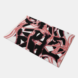 サーモンと黒いスクラップ、白いテープを破壊 ドアマット