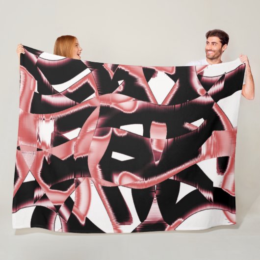 サーモンと黒いスクラップ、白いテープを破壊 フリースブランケット (インサイチュ)