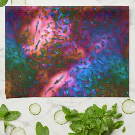 サーモンに華はかりで測やかな青 キッチンタオル (折り畳み)