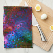 サーモンに華はかりで測やかな青 キッチンタオル (四つ折り)