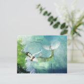 サーモンのはがきを使った水泳 ポストカード (スタンド正面)