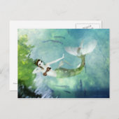 サーモンのはがきを使った水泳 ポストカード (正面/裏面)