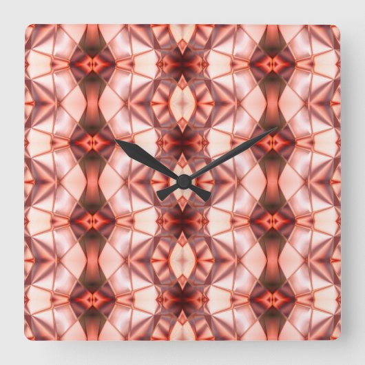 サーモンのバーチャルシェイプのラポートに絹のようなブルゴーニュ スクエア壁時計 (正面)