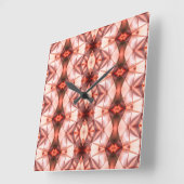 サーモンのバーチャルシェイプのラポートに絹のようなブルゴーニュ スクエア壁時計 (傾斜)