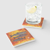 サーモンの学校 – 大理石コースター ストーンコースター (横)