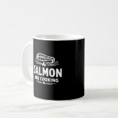 サーモンのBBQ調理 シーフードグリル コーヒーマグカップ (正面左)