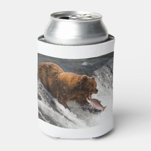 サーモンを口に入れようとしている 缶クーラー (缶正面)