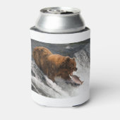 サーモンを口に入れようとしている 缶クーラー (缶裏面)