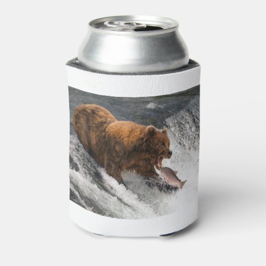 サーモンを口に入れようとしている 缶クーラー (缶裏面)