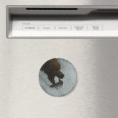 サーモンを捕まえるアラスカベア マグネット (インサイチュ (食洗機))