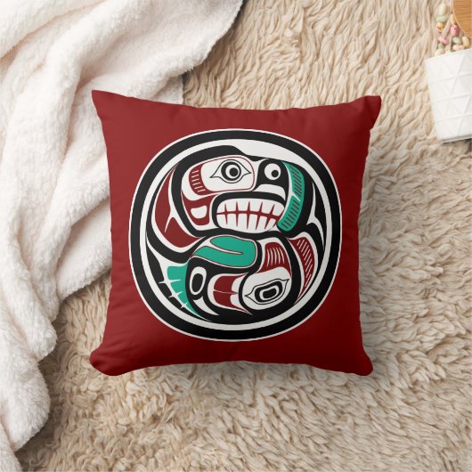 サーモンを追いかける北西太平洋沿岸のカワウソ クッション (ブランケット)