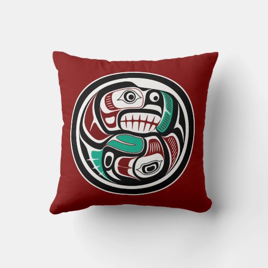 サーモンを追いかける北西太平洋沿岸のカワウソ クッション (裏面)