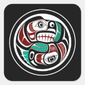 サーモンを追いかける北西太平洋沿岸のカワウソ スクエアシール (正面)