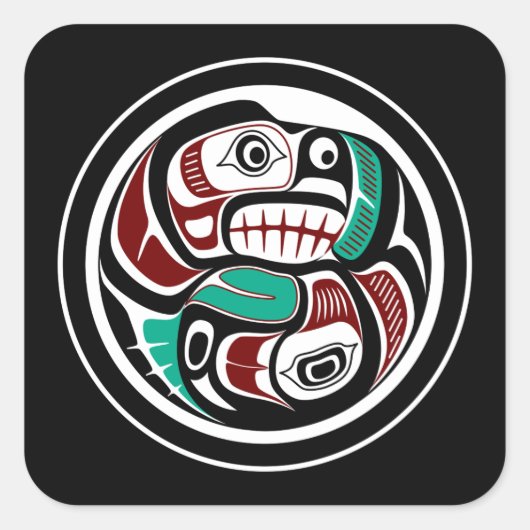 サーモンを追いかける北西太平洋沿岸のカワウソ スクエアシール (正面)