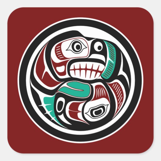 サーモンを追いかける北西太平洋沿岸のカワウソ スクエアシール (正面)