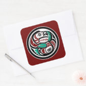 サーモンを追いかける北西太平洋沿岸のカワウソ スクエアシール (封筒)