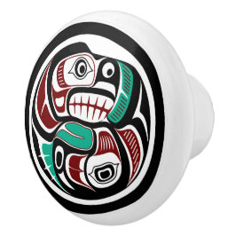 サーモンを追いかける北西太平洋沿岸のカワウソ セラミックノブ