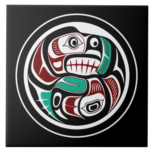 サーモンを追いかける北西太平洋沿岸のカワウソ タイル (正面)