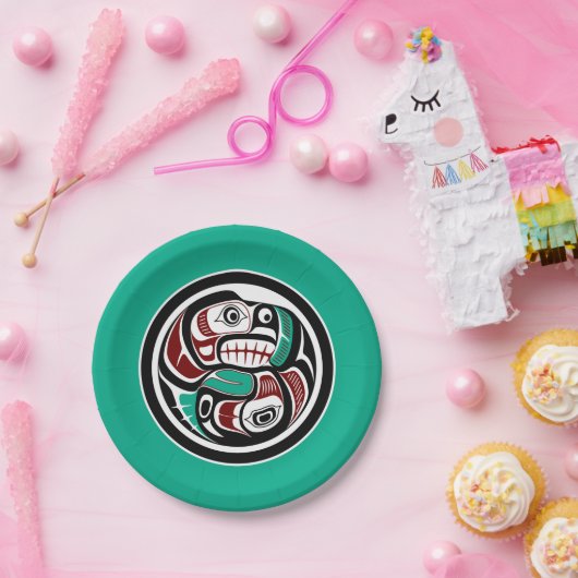 サーモンを追いかける北西太平洋沿岸のカワウソ ペーパープレート (パーティー)