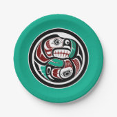 サーモンを追いかける北西太平洋沿岸のカワウソ ペーパープレート (正面)