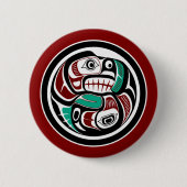 サーモンを追いかける北西太平洋沿岸のカワウソ 缶バッジ (正面)