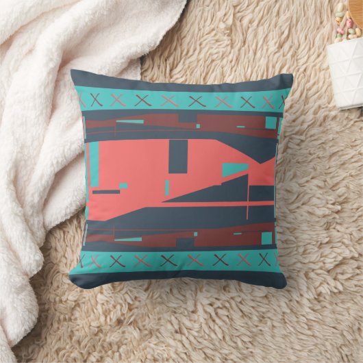 サーモンアクアティール(緑がかった色)ブルガンインスパイアディ クッション (ブランケット)