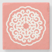 サーモンアジアンムードマンダラ～小パターン ストーンコースター (正面)