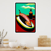 サーモンアートプリント ポスター (キッチン)