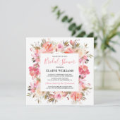 サーモンエレガントピンクの花ブライダルシャワー 招待状 (スタンド正面)