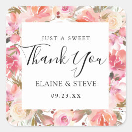 サーモンエレガントピンクフローラ結婚式の引き出物 スクエアシール
