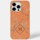 サーモンオレンジの背景にグレーとブラックのマーブル模様 Case-Mate iPhoneケース (裏面)