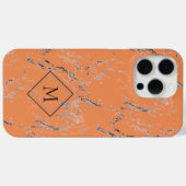 サーモンオレンジの背景にグレーとブラックのマーブル模様 Case-Mate iPhoneケース (裏面 (横))