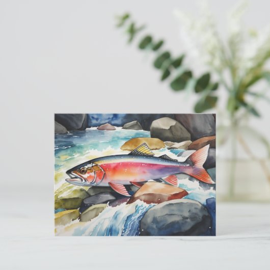 *~*サーモンギフトAP49川の流れ シーズンポストカード (スタンド正面)