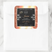 サーモンクリーム製品ラベル宝石ブラックロゴ スクエアシール (バッグ)