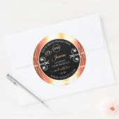サーモンクリーム製品ラベル宝石ブラックロゴ ラウンドシール (封筒)