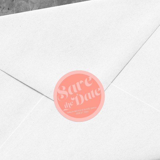 サーモンコーラルフローリッシュタイポグラフィ保存日 ラウンドシール