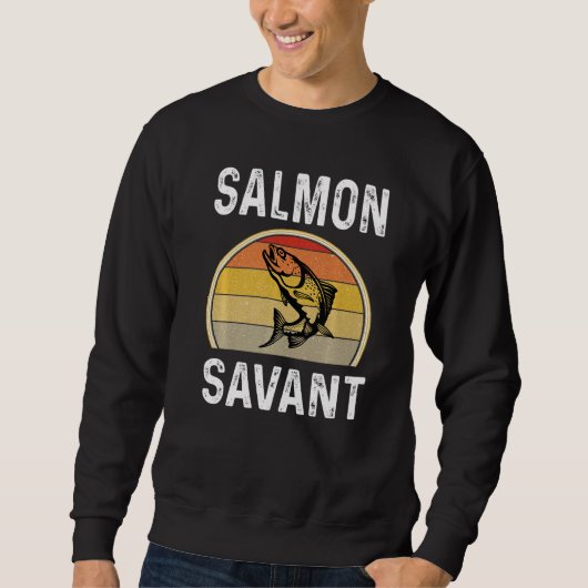 サーモンサバント魚釣り漁師レトロ スウェットシャツ (正面)