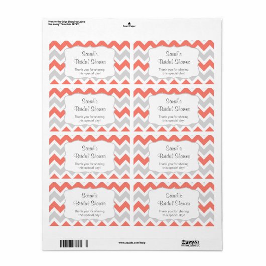 サーモンシェブロン水ボトルまたは好意 – u カスタマイズ ラベル (フルシート)