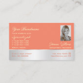 サーモンシルバーデカールかわいいバラの花（写真付き） 名刺 (裏面)