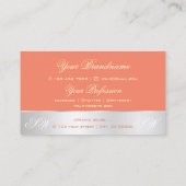 サーモンシルバーデカールかわいいバラフラワーとイニシャル 名刺 (裏面)